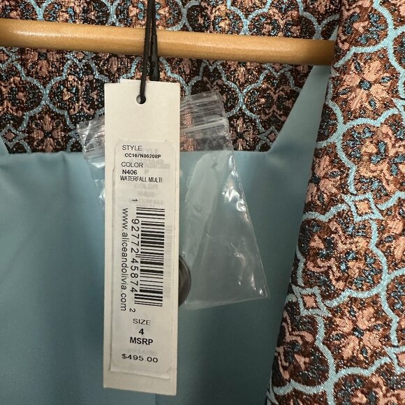 Alice + Olivia Macey Metallic Satin Jacquard Blazer NWT Size 4 - Picture 10 of 10